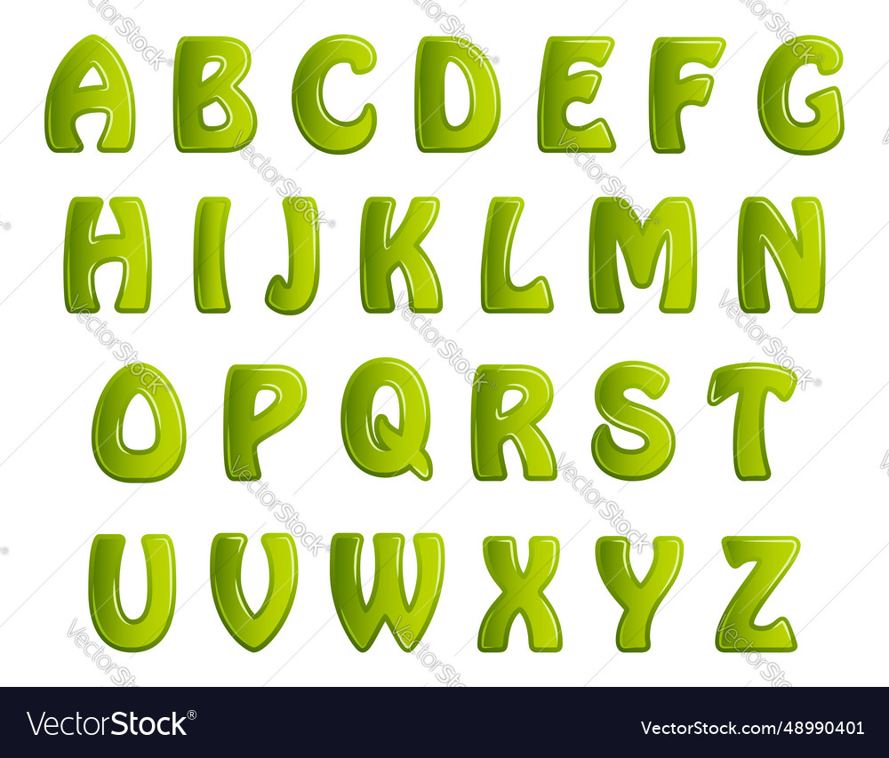 Green shiny letters holiday fonts Royalty Free Vector Image