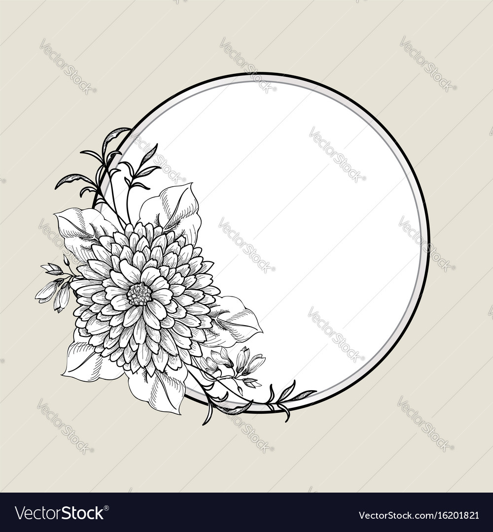 Floral frame flower greeting card border flourish Vector Image