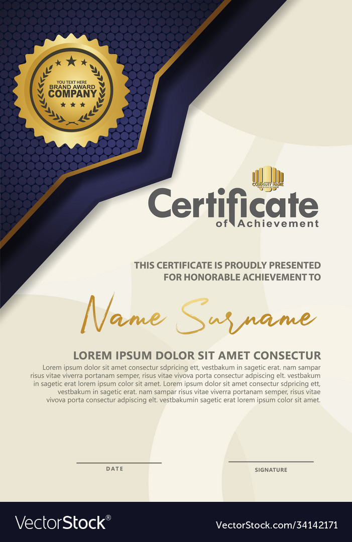 Luxury vertical modern certificate template Vector Image