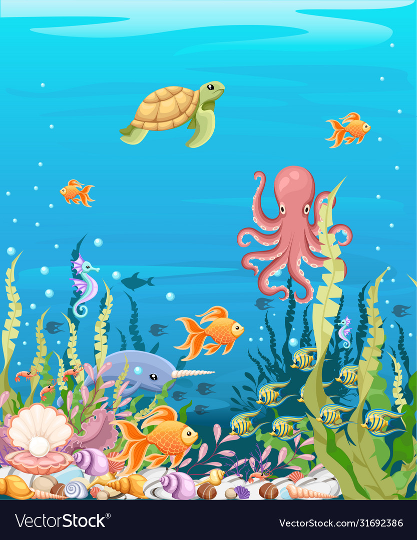 Under sea background marine life landscape Vector Image