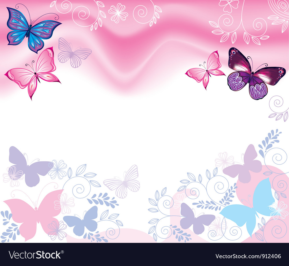 Background with flowers and butterflies Royalty Free Vector