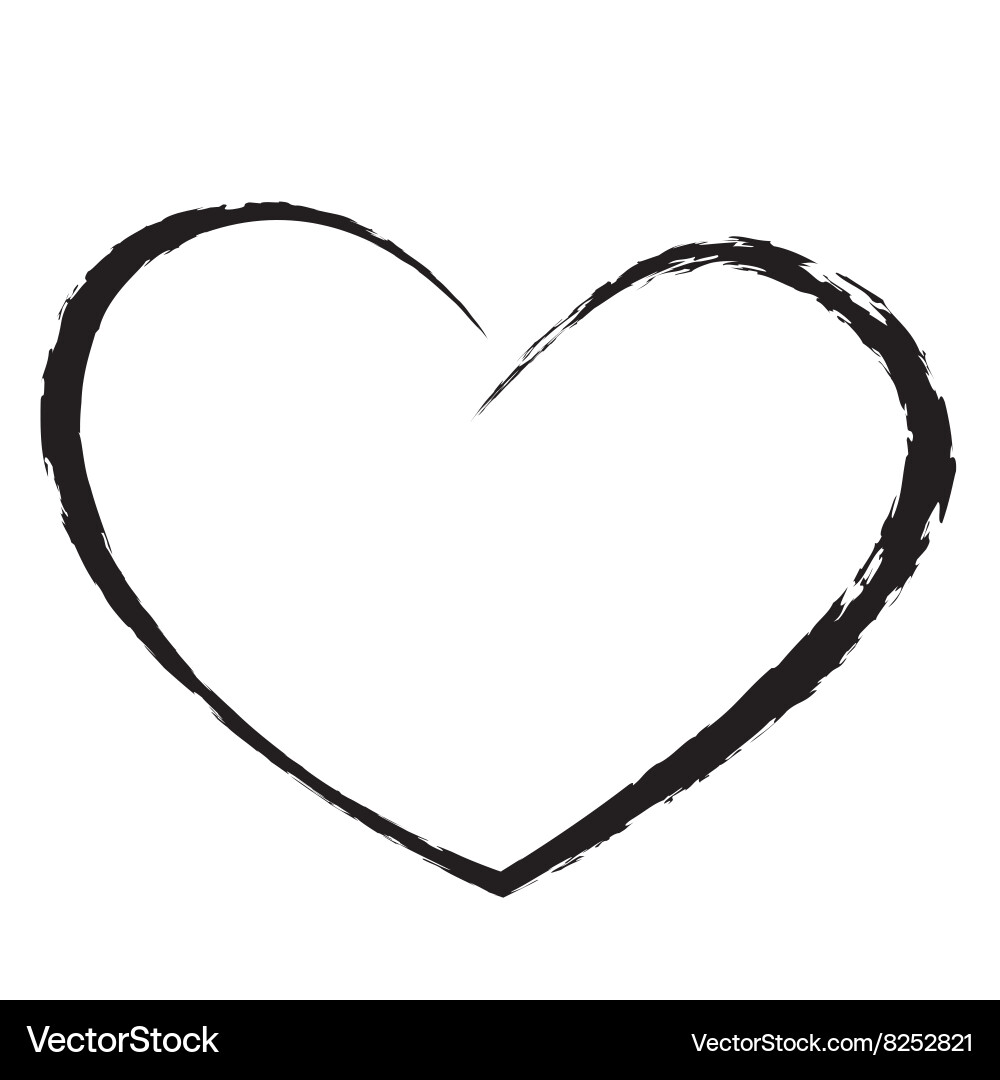 Black heart drawing love valentine Royalty Free Vector Image