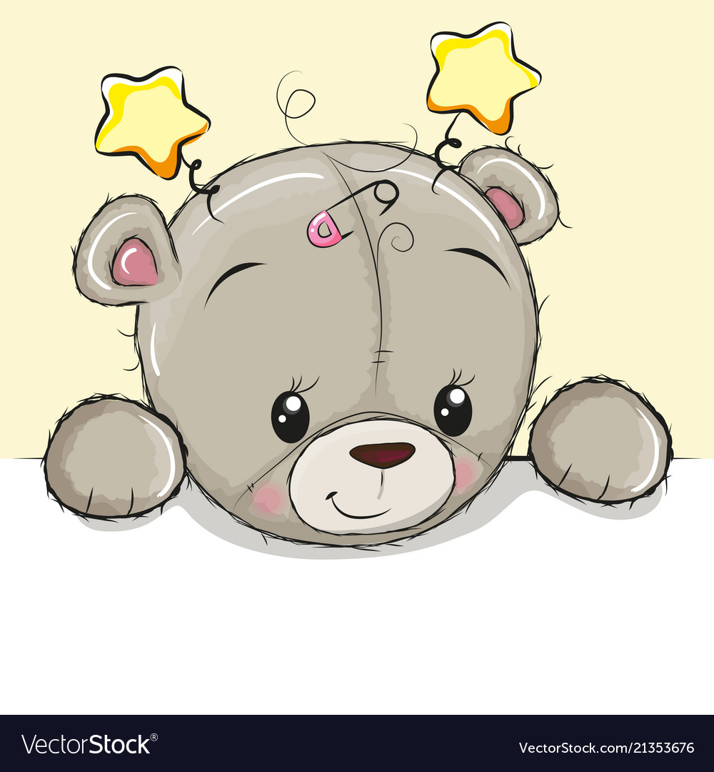 Drawing teddy bear on a yellow background Vector Image