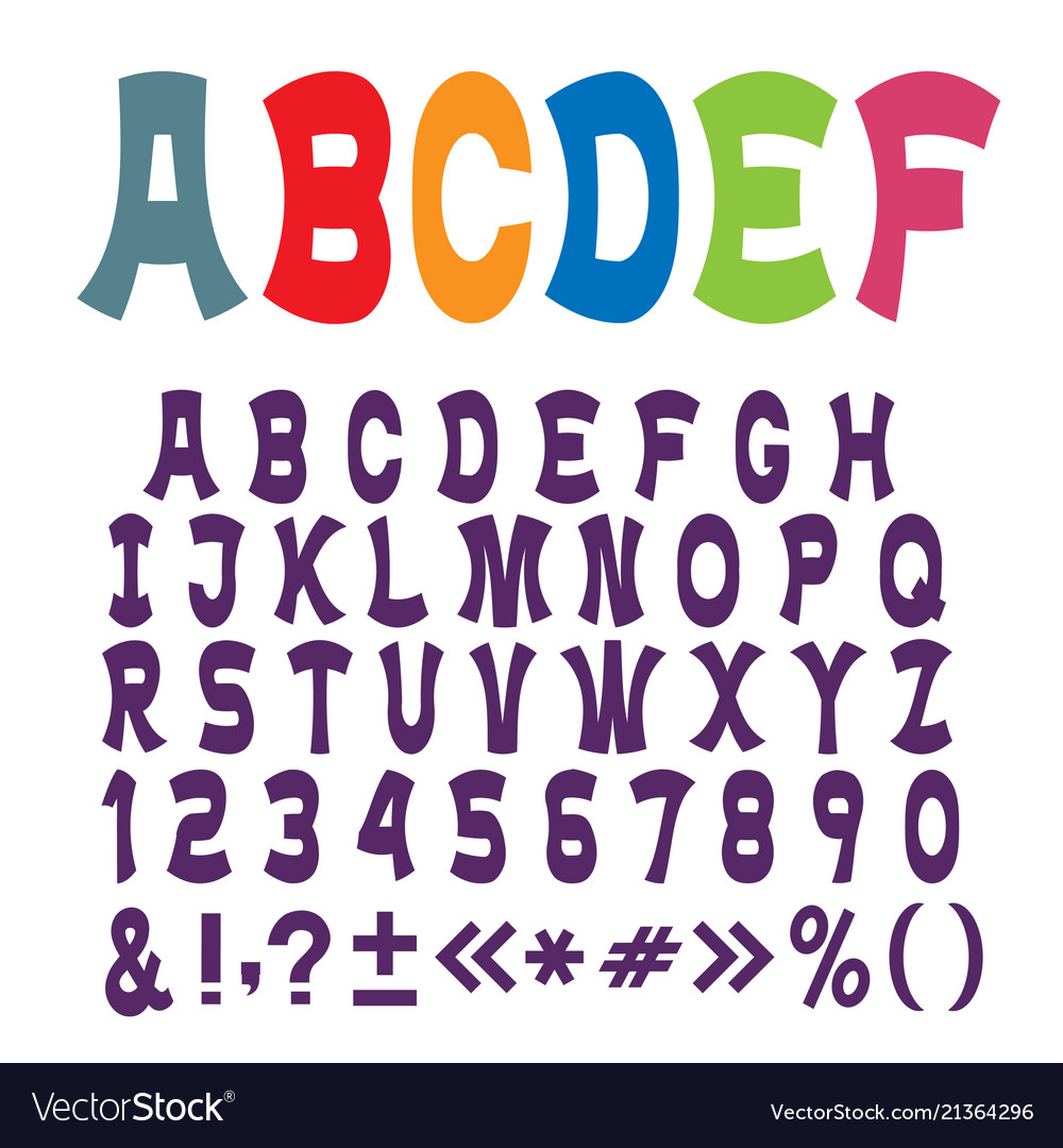 Cute funny alphabet lettersnumbers and Royalty Free Vector