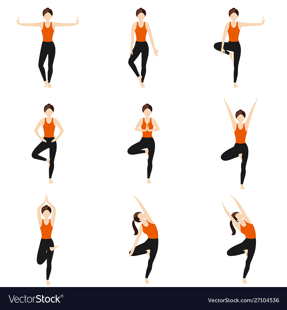 Yoga Tree Pose Variations Set Royalty Free Vector Image | The Best Porn ...