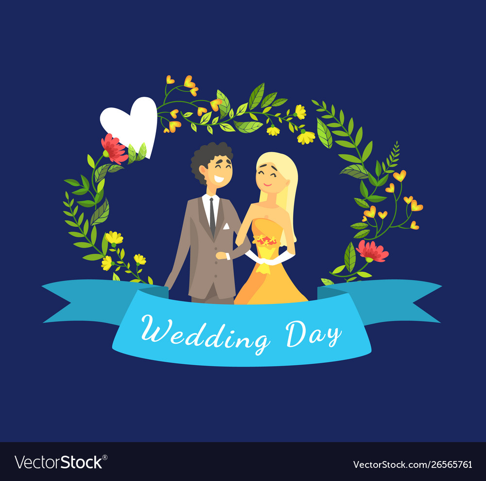 Wedding day banner template with happy just Vector Image