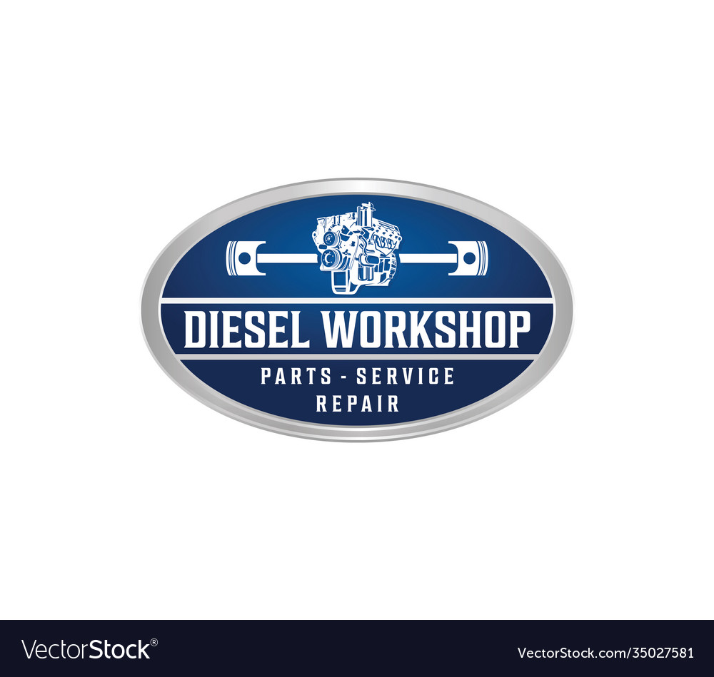 Diesel engine automotive logo design Royalty Free Vector