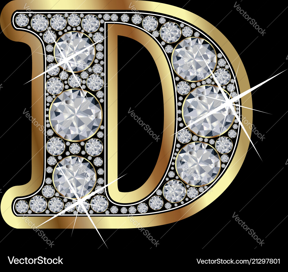 Letter d with diamonds Royalty Free Vector Image