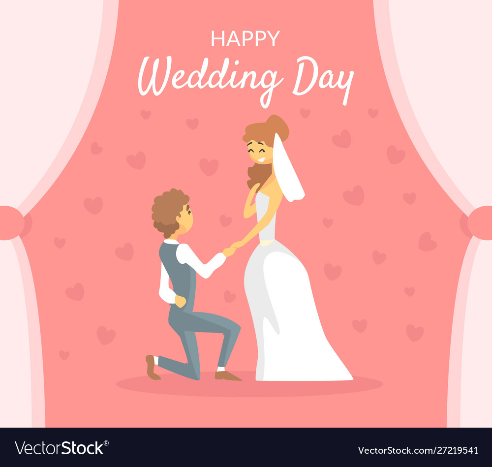 Happy wedding day just married romantic couple Vector Image