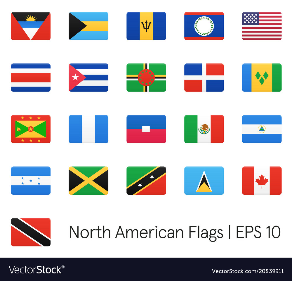 Premium Vector Set Of Flags Of North American Countries Vector Image ...