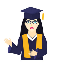 Young girl university graduate in graduation cap Vector Image