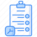 exam time, period, schedule, timer, deadline, task, checklist icon icon