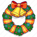 bells, bow, christmas, decoration, holiday, wreath