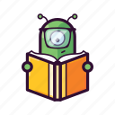 alien, book, clever, emoji, read, smart, ufo