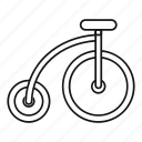 bicycle, bike, circus, highwheel, line, outline, ride