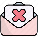 mail, message, letter, rejected, denied, cancel, block