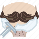 barber, foam, moustache, razor, shaving, hipster