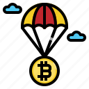 air, bitcoin, delivery, drop, parachute