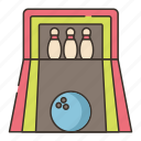 alley, ball, bowling, pins