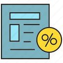 calculate, check, cheque, discount, percentage, receipt