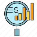 analysis, analytics, chart, finance, graph, magnifier, search