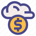 cloud, coin, money, currency, finance