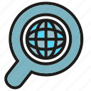 globe, magnifier, search, world