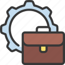 business, management, briefcase, cog, gear