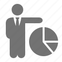 businessman, market share, statistics, graph, pie, chart