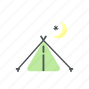 camp, camping, moon, night, tent