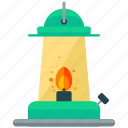 camp, fire, lantern, flame, light, lamp