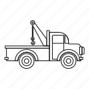 car, line, outline, road, tow, truck, vehicle