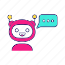 bot, chat, chatbot, message, messenger, speech bubble, typing