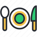 dining, fork, knife, plate, restaurant