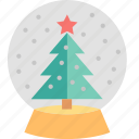 globe, snow, christmas, gift, glass, present, tree