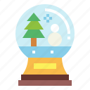 christmas, crystal, globe, ornament, snow