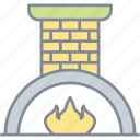 fireplace, winter, living room, chimney