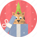 cat, celebration, christmas, gift, tree, decoration, xmas