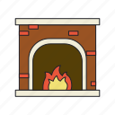 fireplace, warm, winter