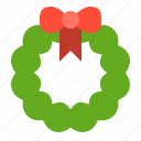 bow, christmas, merry, wreath, xmas