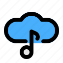 cloud, communication, data, music, network, song, storage