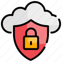 cloud, database, lock, protect, protection