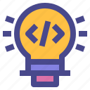 light, bulb, coding, idea, innovation, brainstorming