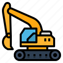 bulldozer, construction, excavator, transport