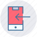 arrow, left, left arrow, mobile left arrow, mobile phone, smartphone