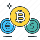 bitcoin, exchange, bank, cash, currency, dollar, euro