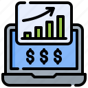 profit, bar, chart, growth, laptop, dollar