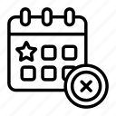 delete, event, calendar, schedule, remove, cross, reminder