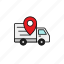 delivery, location, pin, shipment, tracking, truck 