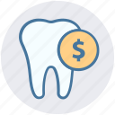 coin, dental, dollar, money, stomatology, tooth